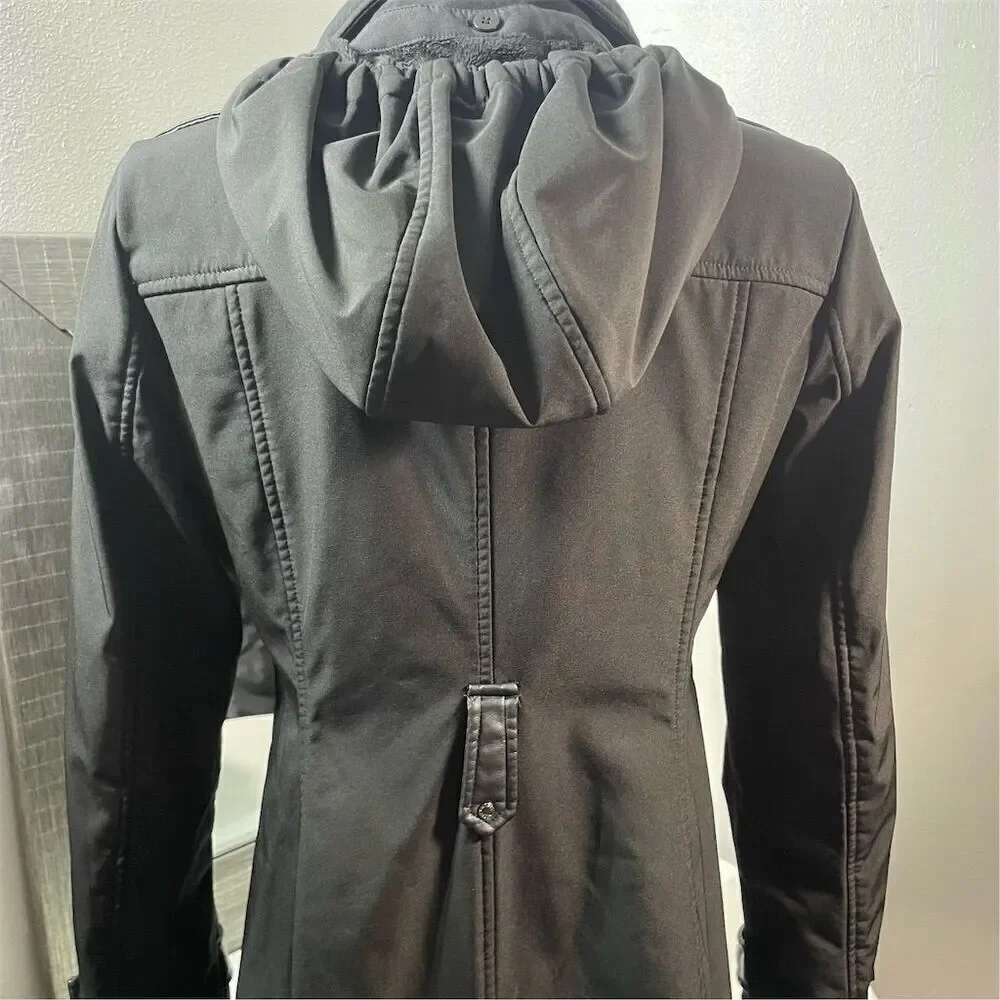 COPY - Michael Kors Women's Black Hooded Trench Coat Size S Long Sleeve